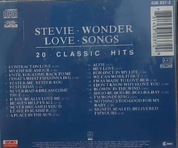 Cd Stevie Wonder, Love Songs, 20 Classics Hits,